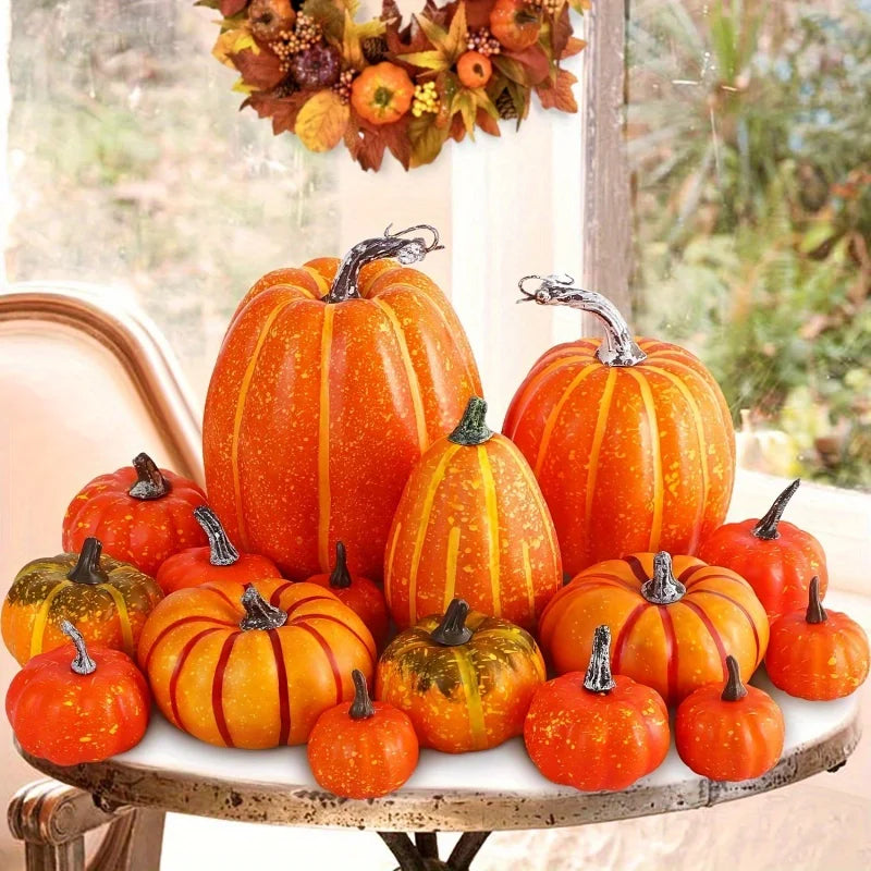 Artificial Pumpkins Set – Fall Halloween & Thanksgiving Decorations