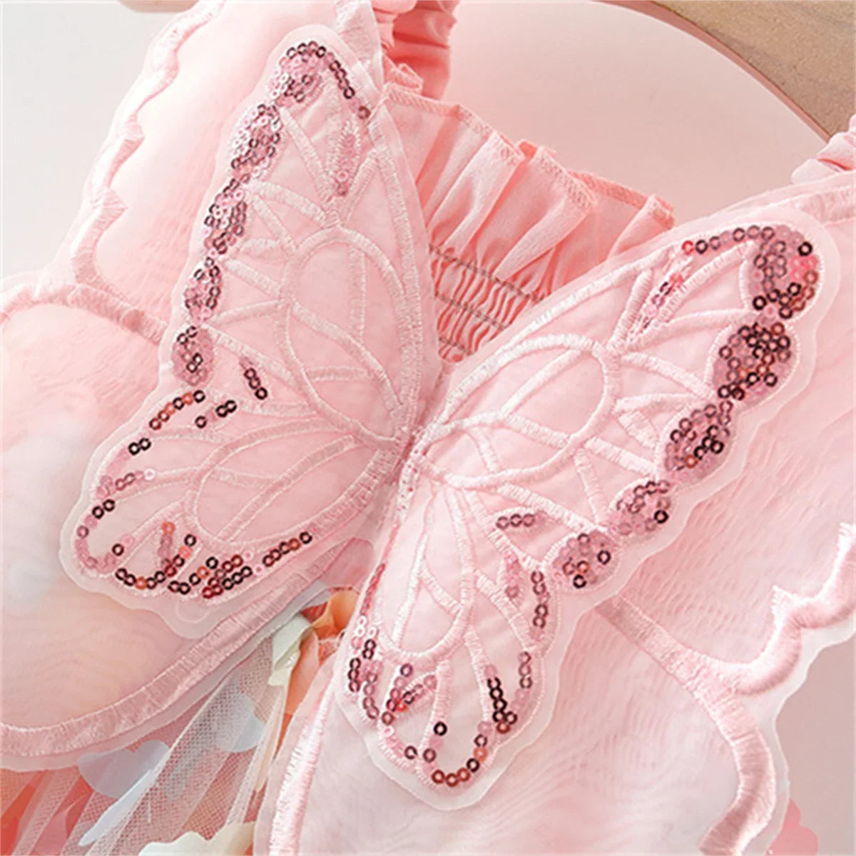 Belle Baby Girl Butterfly Dress with Embroidered Wings