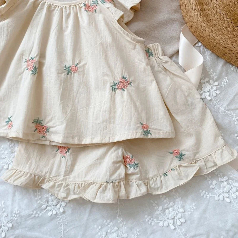 Willow Baby Girl Floral Top and Ruffle Shorts Set