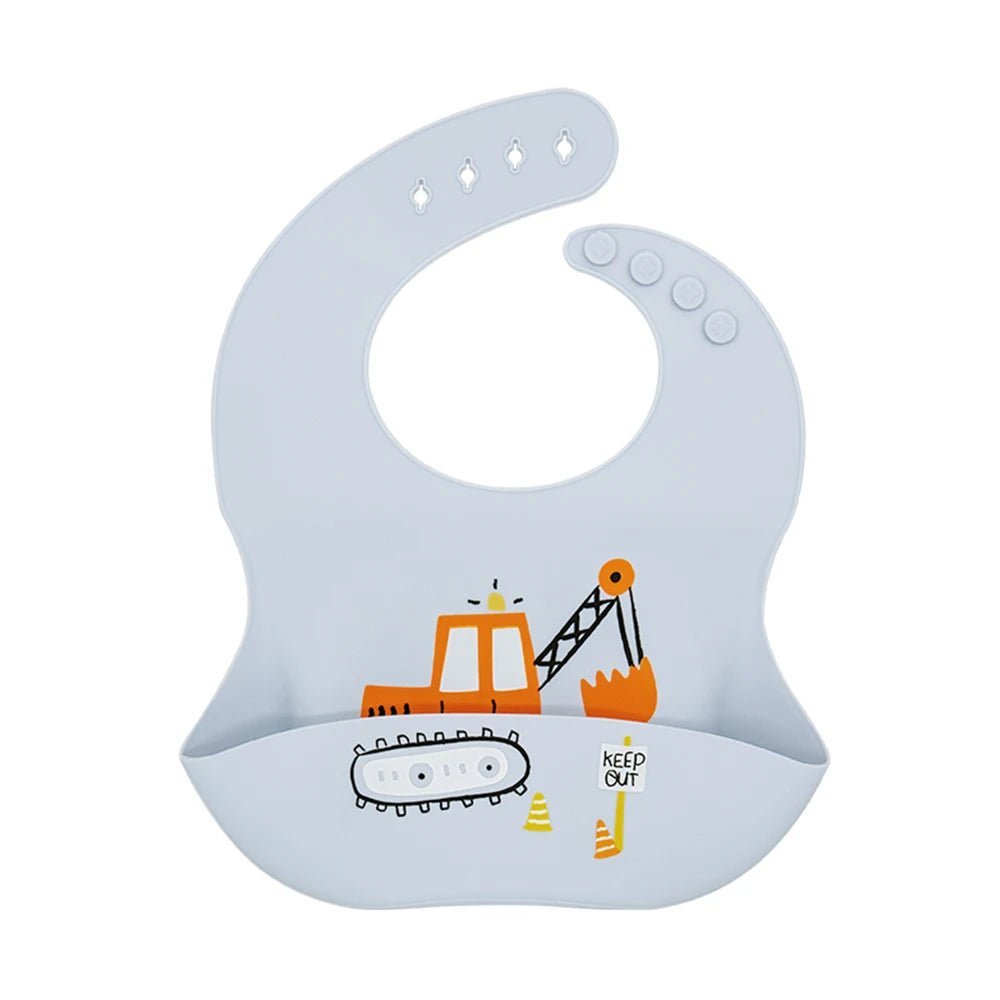 Silicone Baby Bib with Adjustable Neck and Deep Food Catcher
