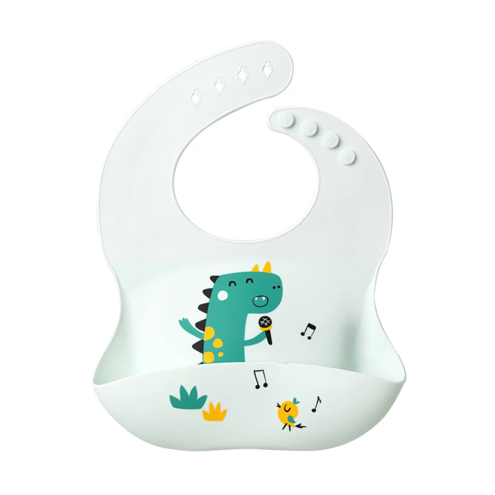 Silicone Baby Bib with Adjustable Neck and Deep Food Catcher