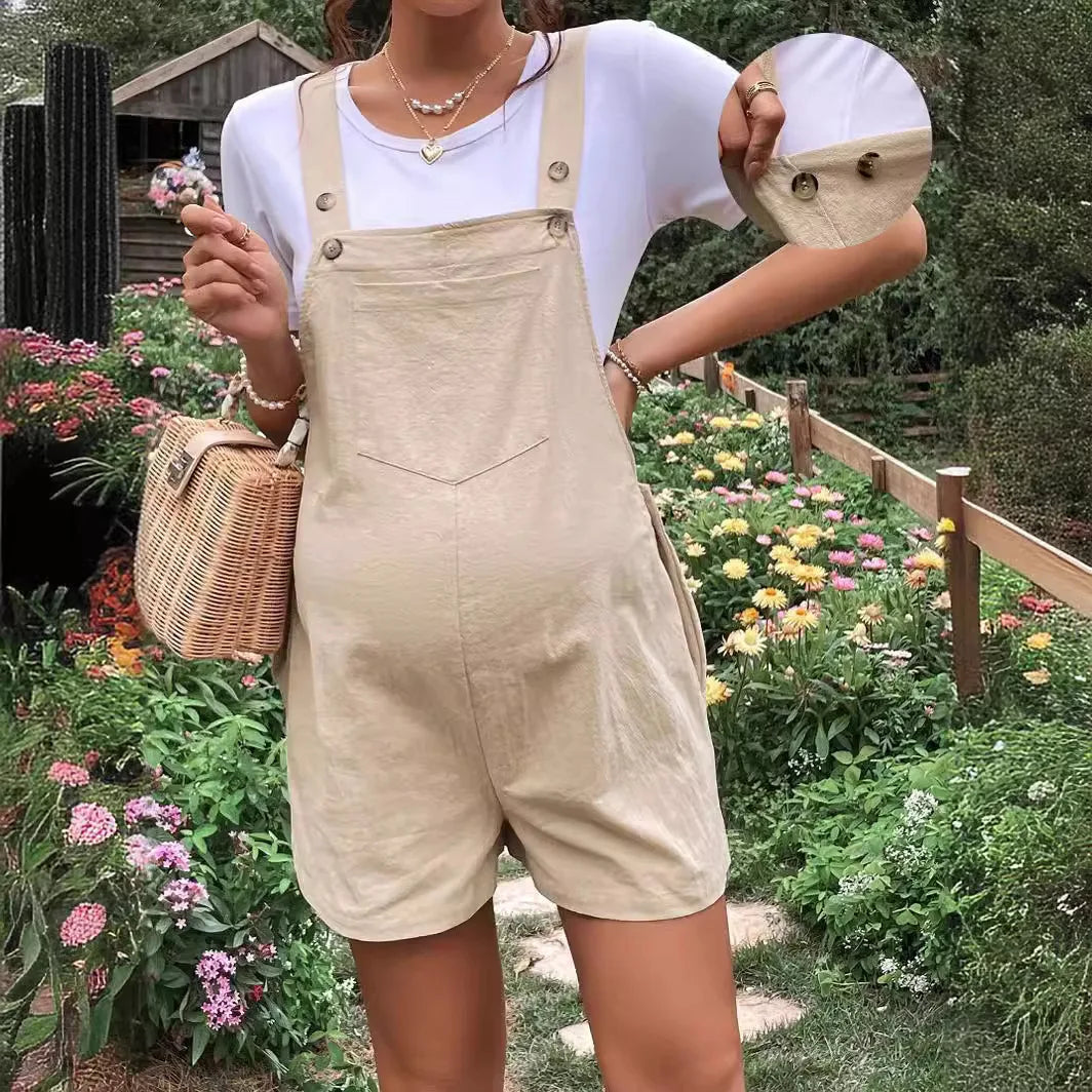 Maternity Short Overalls with Adjustable Straps