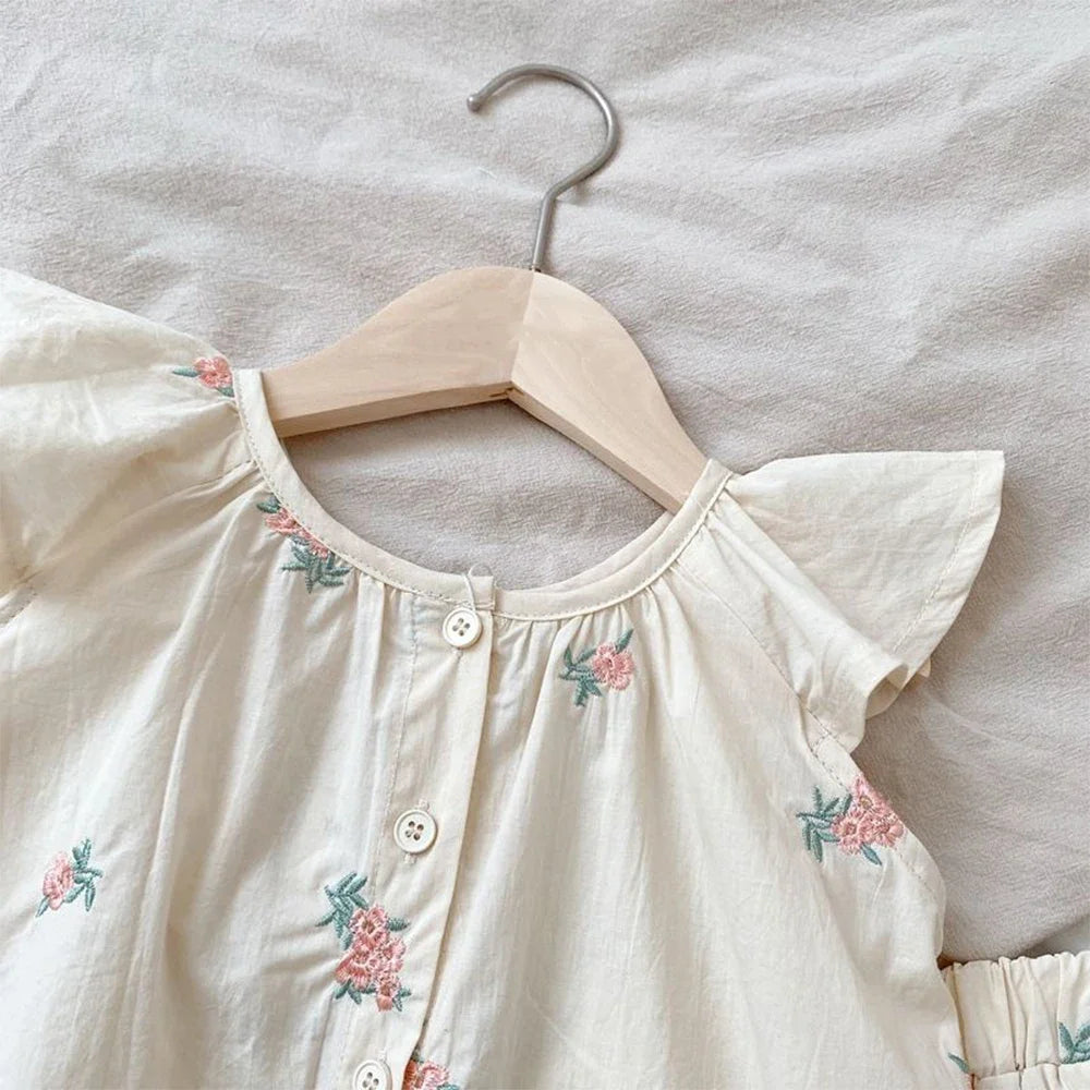 Willow Baby Girl Floral Top and Ruffle Shorts Set