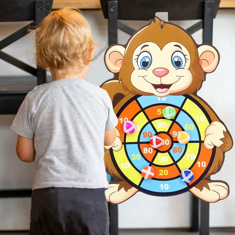 Kids Sticky Ball Dart Board Game – Indoor Target Toss Toy