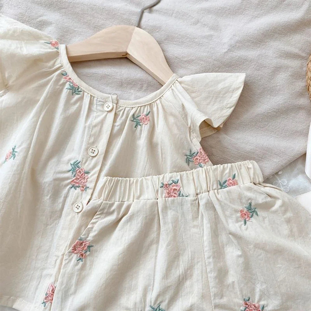 Willow Baby Girl Floral Top and Ruffle Shorts Set