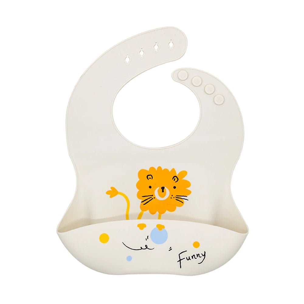 Silicone Baby Bib with Adjustable Neck and Deep Food Catcher