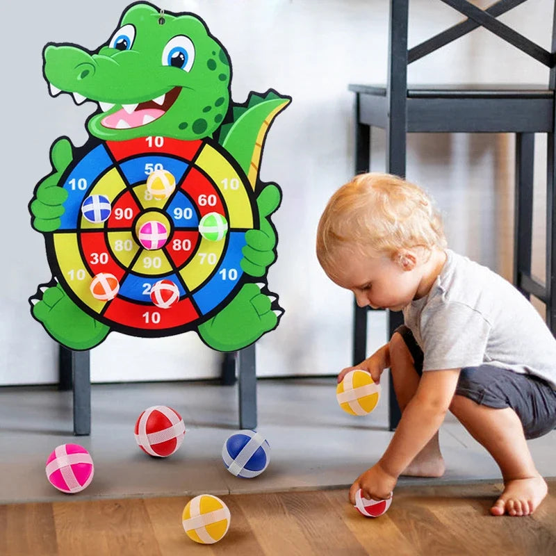 Kids Sticky Ball Dart Board Game – Indoor Target Toss Toy