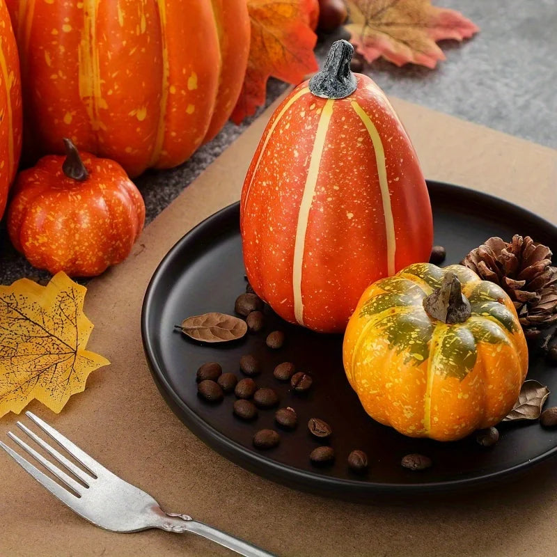 Artificial Pumpkins Set – Fall Halloween & Thanksgiving Decorations