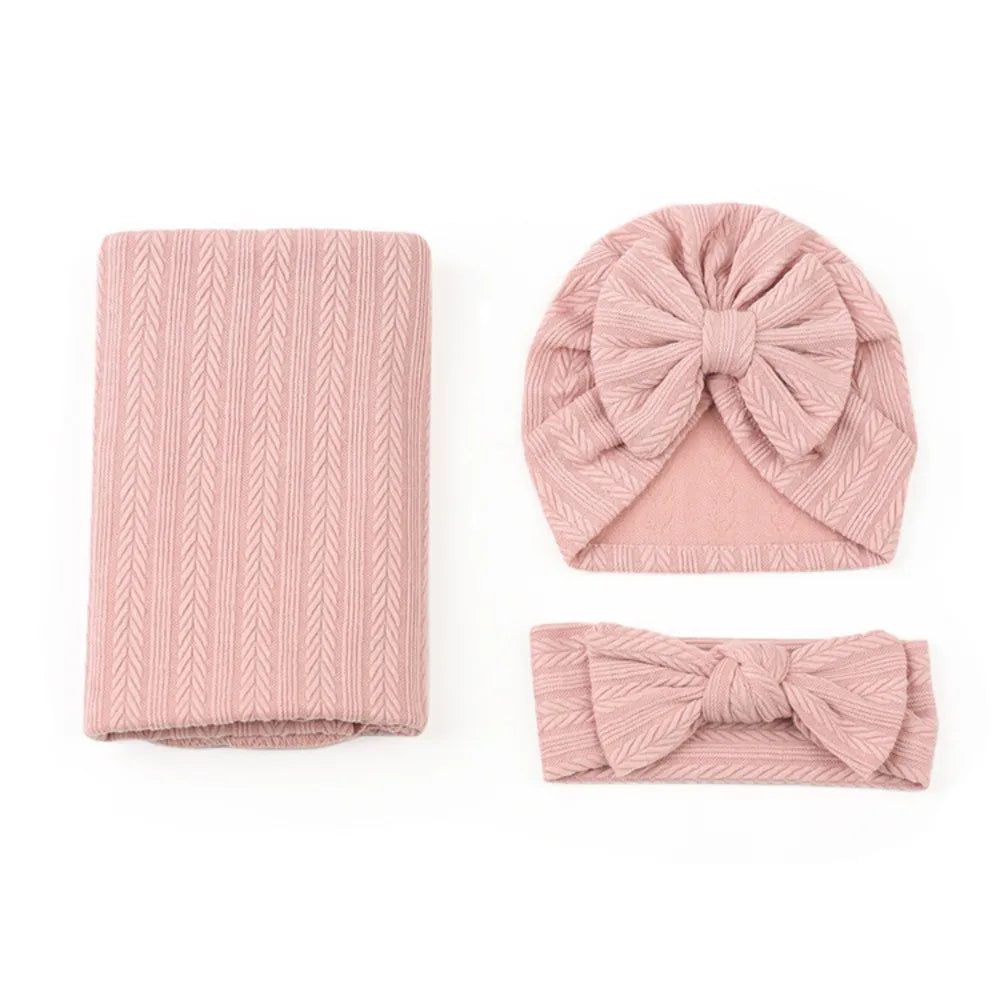 Baby Swaddle Blanket Set with Hat and Headband