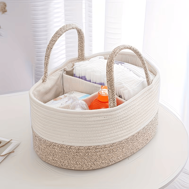 Portable Baby Organizer Basket with Removable Dividers and Carry Handles