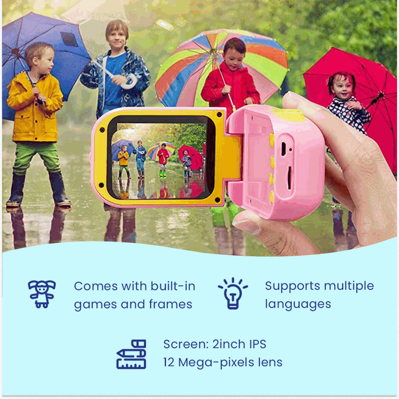 Kids Digital Camera with Video Recorder, 8GB Memory Card & Storage Case