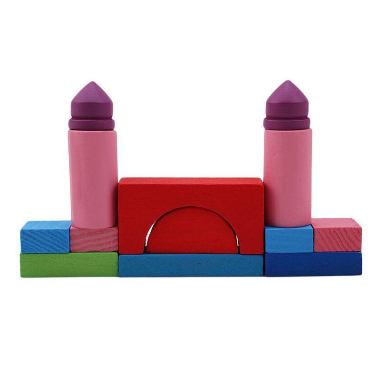 Wooden Building Blocks Set with Storage Box Montessori Stacking Toy for Kids