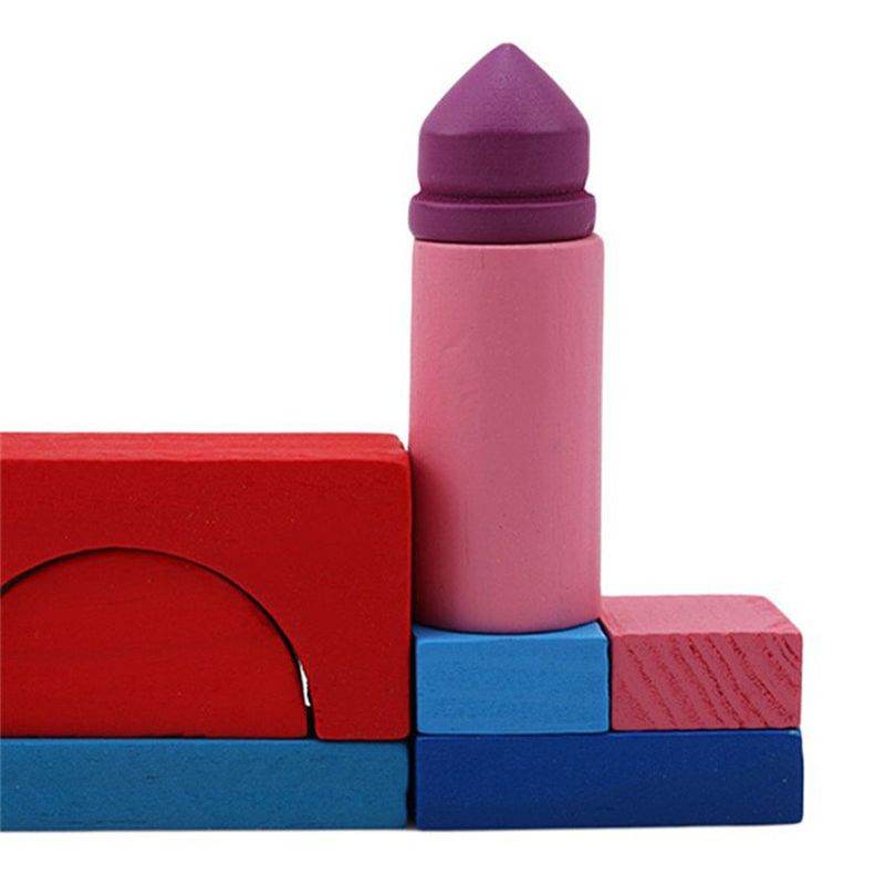 Wooden Building Blocks Set with Storage Box Montessori Stacking Toy for Kids